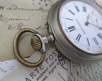 Orologio da tasca REGULATEUR antico, orologio da uomo francese vintage,  lavoro, movimento meccanico ancre, quadrante in porcellana, Made in France, - Main Image