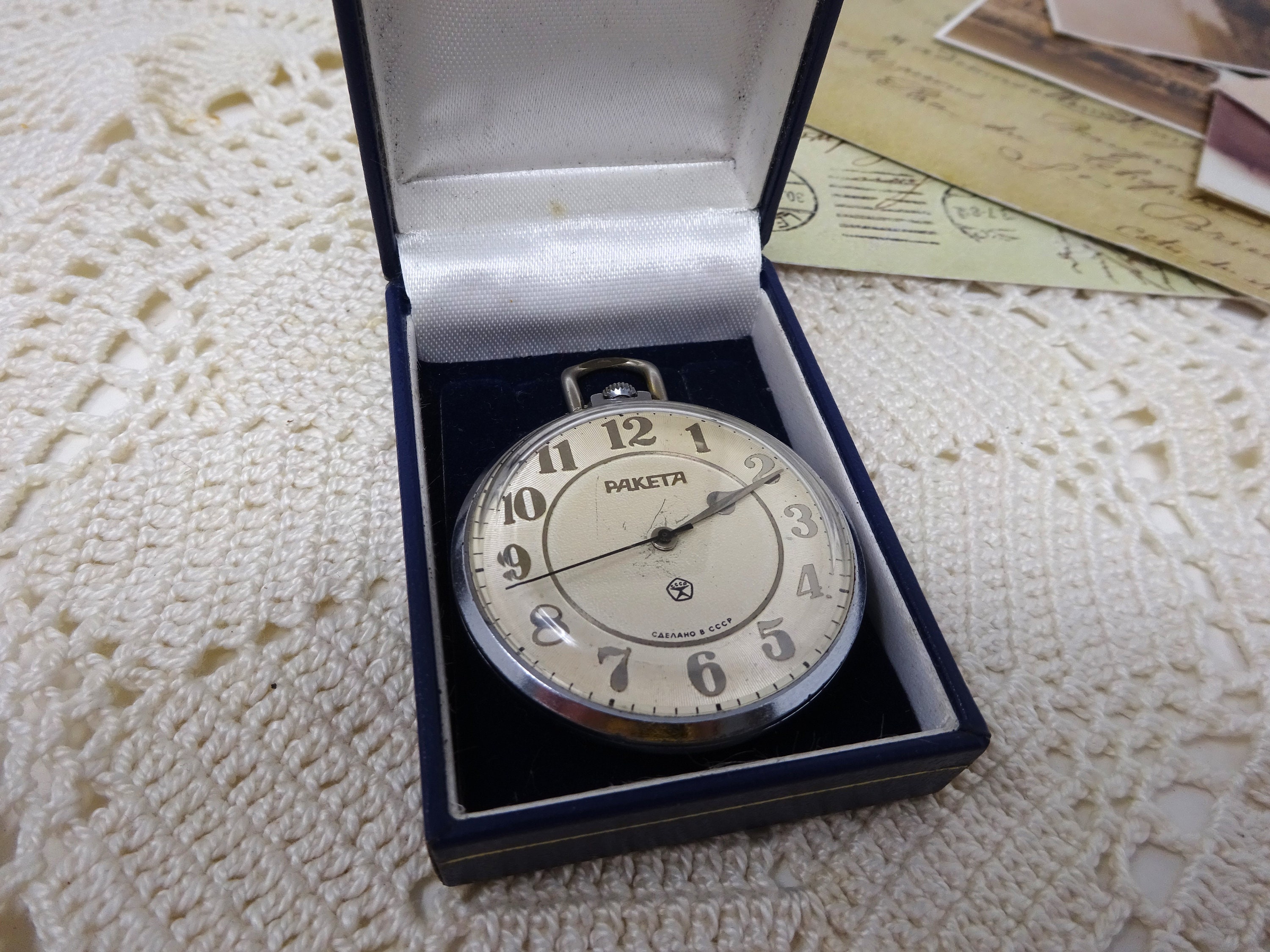 Raketa Russian Pocket Watch, Vintage Mechanical Pocket Watch