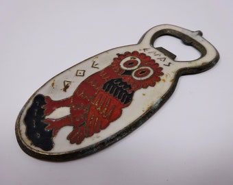 Vintage Brass Bottle Opener, Bar Tool, Owl Bird Brass Barware, Greek Vintage, Old Opener, Collectible Opener