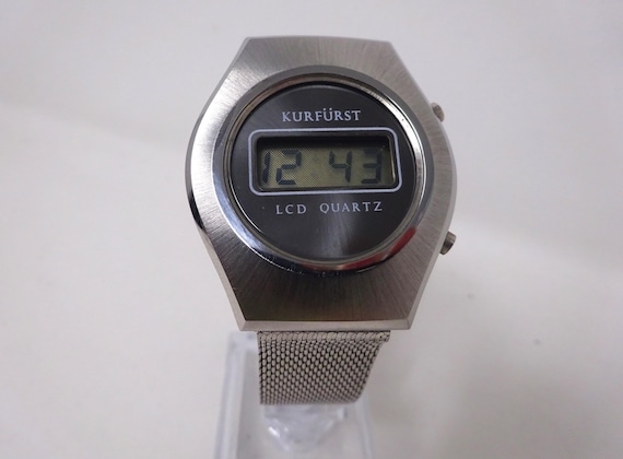 Vintage Digital Watch Kurfurst – LCD Quartz 1980s NOS – Made in Germany, Men’s Retro Style