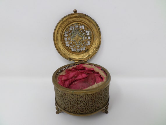 Antique Brass or Bronze Box, Vintage Ornate Trink… - image 6