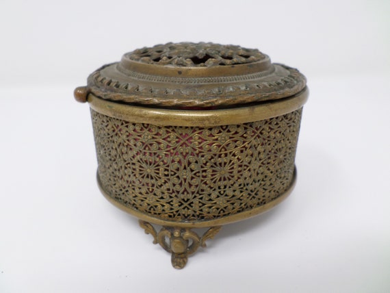 Antique Brass or Bronze Box, Vintage Ornate Trink… - image 3