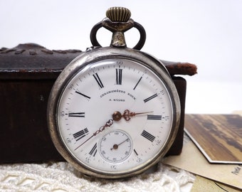 【中古品】1910～30年代＜ウェストエンドウォッチ＞アンティーク懐中時計 金と青の装飾が美しいエルジンのアンティーク懐中時計【1904年製】