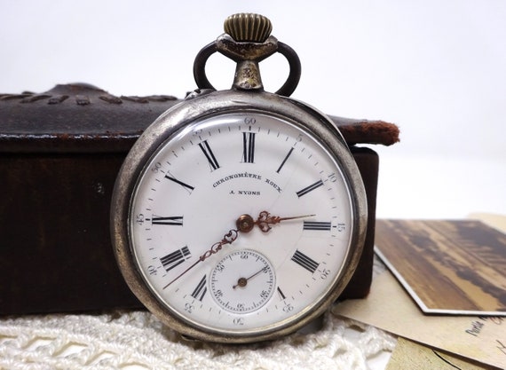 1910s Swiss Silver Pocket Watch Chronometer with … - image 2