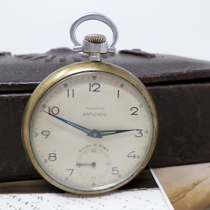 Vintage Pocket Watch MIROMAX, French Antique Mechanical Men&#39;s Pocket Watch, Ancre, 15 Jewels (Rubis), Open Face, Working, 1950s