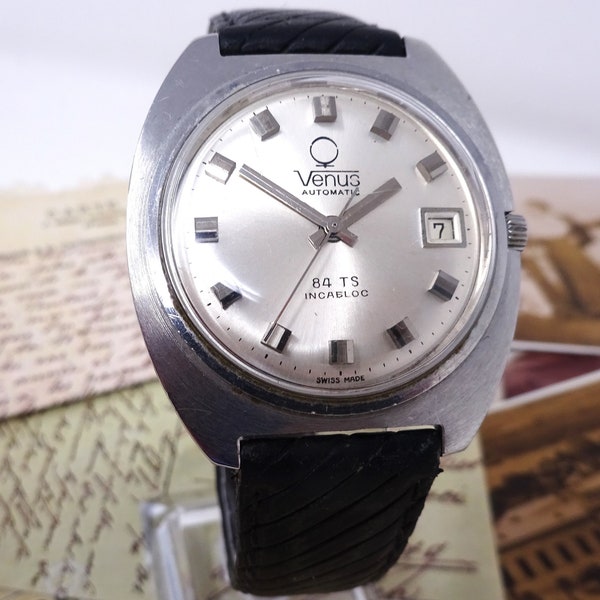 VENUS 84 TS Swiss Watch Automatic, 25 Jewels, Incabloc, Vintage Mechanical Mens Wrist Watch, Retro Mens Watch, 1960s