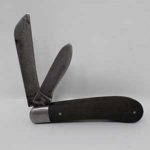 Cuchillo de bolsillo vintage, cuchillo plegable con mango de madera, navaja vieja, cuchillos de bolsillo, herramienta primitiva, década de 1930, coleccionables