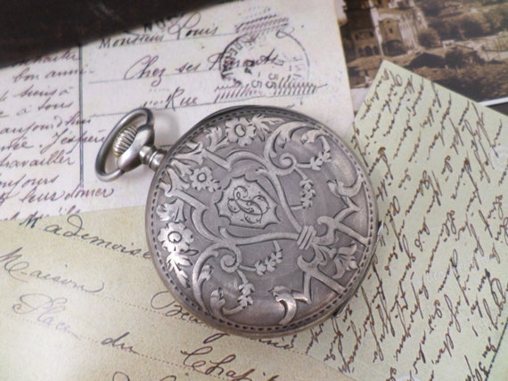 Antique Silver French Pocket Watch, Vintage Mens … - image 9