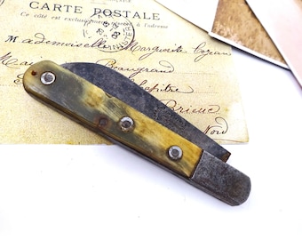Echtes Brossard Vintage Taschenmesser mit Horngriff, Veritable Brossard, Taschenmesser, Altes Klappmesser, französisches Taschenmesser, 1920er Jahre