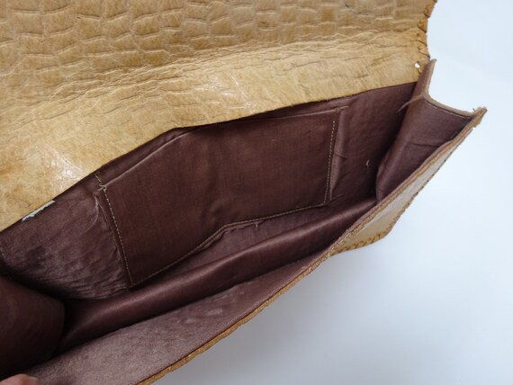 Vintage Leather Envelope Clutch Purse, Caramel Co… - image 7