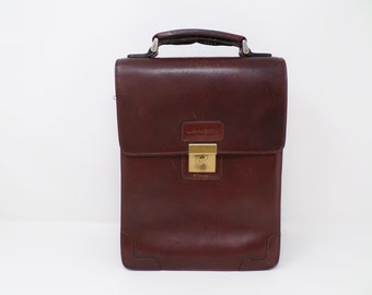 LANCEL Vintage Italy Men's Leather Messenger Bag, Ipad Bag, Cherry Shoulder Bag WITHOUT Strap, Crossbody Bag, Handbag, 1980s Style
