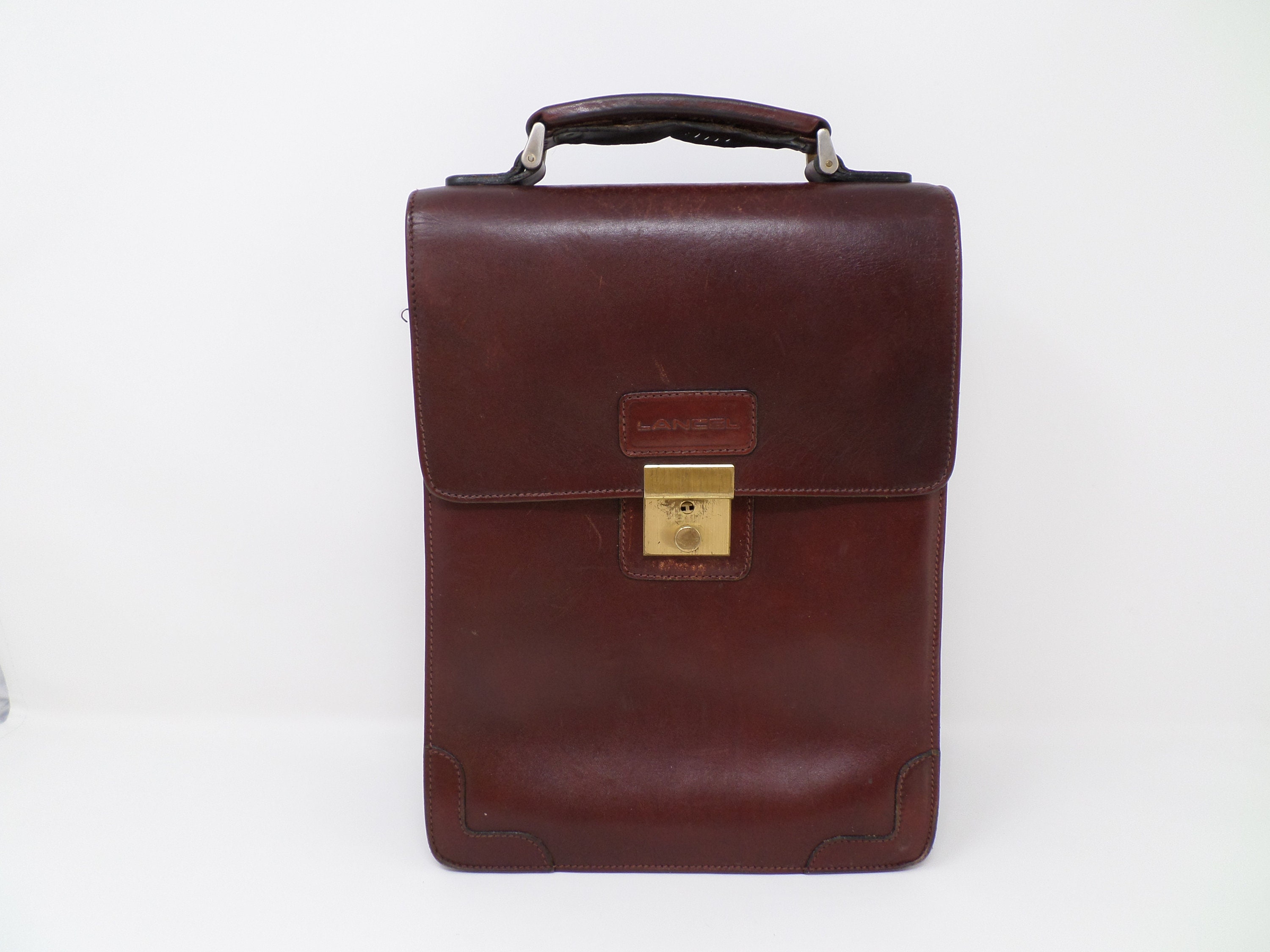 LANCEL Vintage Italy Men's Leather Messenger Bag, iPad Bag LANCEL Vintage Italy Men's Leather Messenger Bag, iPad Bag