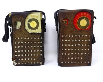 Set of 2 Vintage Radios Transistors Hitachi, Small Original Japanese Radios Receivers, Portable Hand Transistors 1960s,  Radio Lover Gift