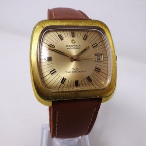 CERTINA Orologio svizzero vintage automatico T+C Town and Country, orologio meccanico da collezione retrò con cassa placcata in oro