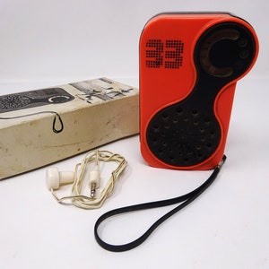 PHILIPS 33 Vintage Transistorradio mit Box, tragbares Radio, Reiseradio, funktioniert, hergestellt in Malaysia, 1970er Jahre