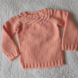 Handknit Kids 3 years Sweater, Hand Knit Childs Pink Jumper, Vintage Hand Knitted Girl Rose Pullover, Childrens Clothings, Kids Gift