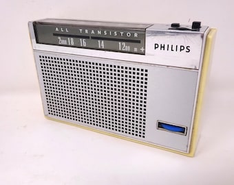 Transistor radio vintage Philips, radio originale, vieux transistor portable à main, petite radio, cadeau pour amateur de radio, décoration de style hippie des années 1970