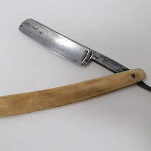 Vintage Straight Razor Marcado &quot;Peroux Cognet Garanti&quot;, Maquinilla de afeitar francesa, Herramienta de barbero antiguo, Decoración de barbería, Hecho en Francia, década de 1940