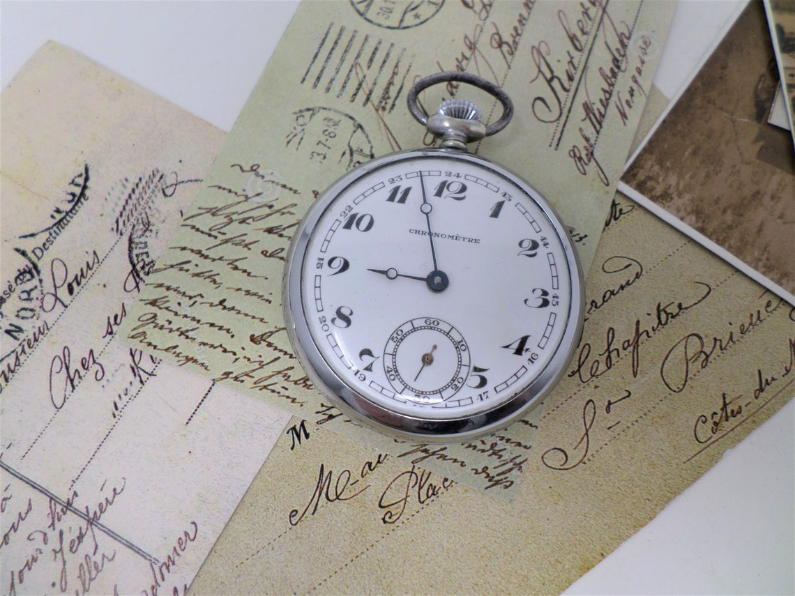 Vintage Chronometer Pocket Watch French Men's Mechanical Etsy