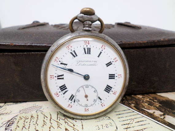 Antique French Pocket Watch Chronometer With Porcelain Dial Vintage Mens Pocket Watch Working Mechanical Ancre Movement 1910s Etsy