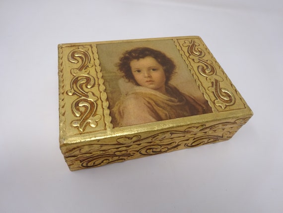 Vintage Decorative Italian Wooden Trinket Box Vintage Decorative Italian Wooden Trinket Box