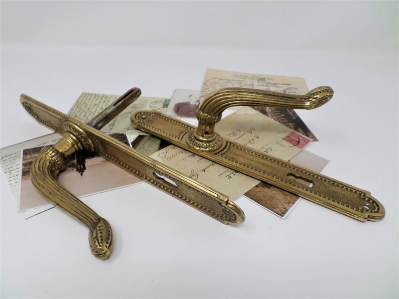 Vintage Solid Brass Door Handles Pair of Antique French Door Etsy