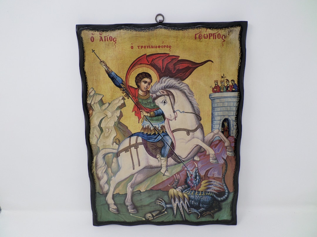 St. George Religious Icon Christian Orthodox Icon of St. George, Byzantine Wooden Iicon, Greek ...