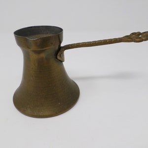 Vintage Turkish Cezve, Small Coffee Pot, Brass Jezve, Oriental Cookware, Primitive Coffee Maker Ibrik, Camping Pot, Rustic Kitchen Decor