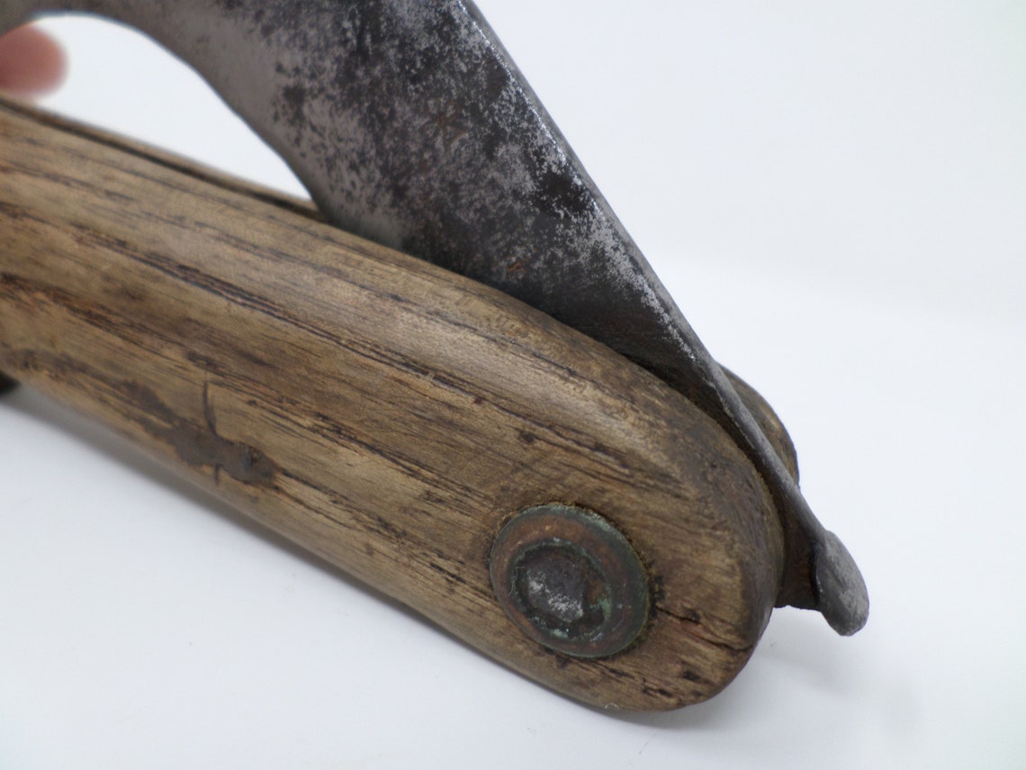 Antique Pruning Knife With Wooden Handle Vintage Swiss Etsy