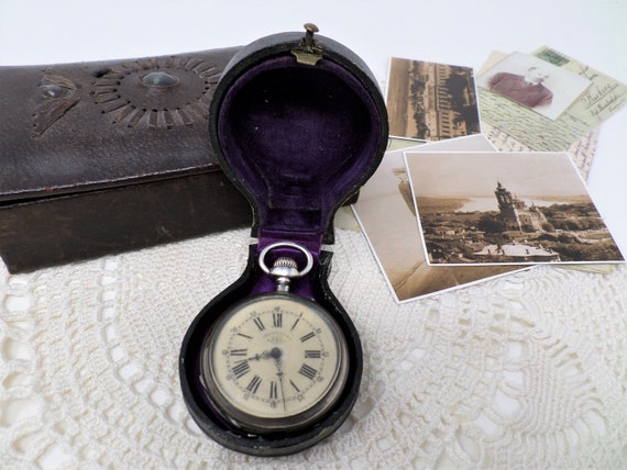 1882 Silver Swiss Pocket Watch, Vintage Pocket Wa… - image 1