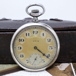 Silver Pocket Watch UNIC, Vintage French Pocket Watch, Mechanical Ancre Movement, Silver 0.900 Case, Open Face, Working, 1940s