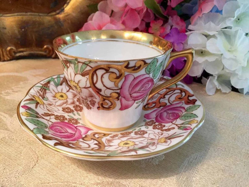 Vintage Rosina Bone China Teacup & Saucer Pattern 4859 Made in England