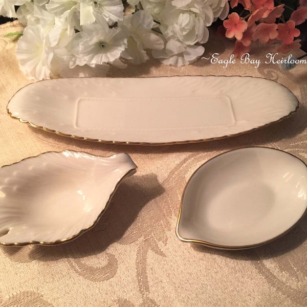 Vintage Lenox Trinket Dishes, Cream & Gold Trimmed, Choice of Shape, Dove, Olympia, Long Butter