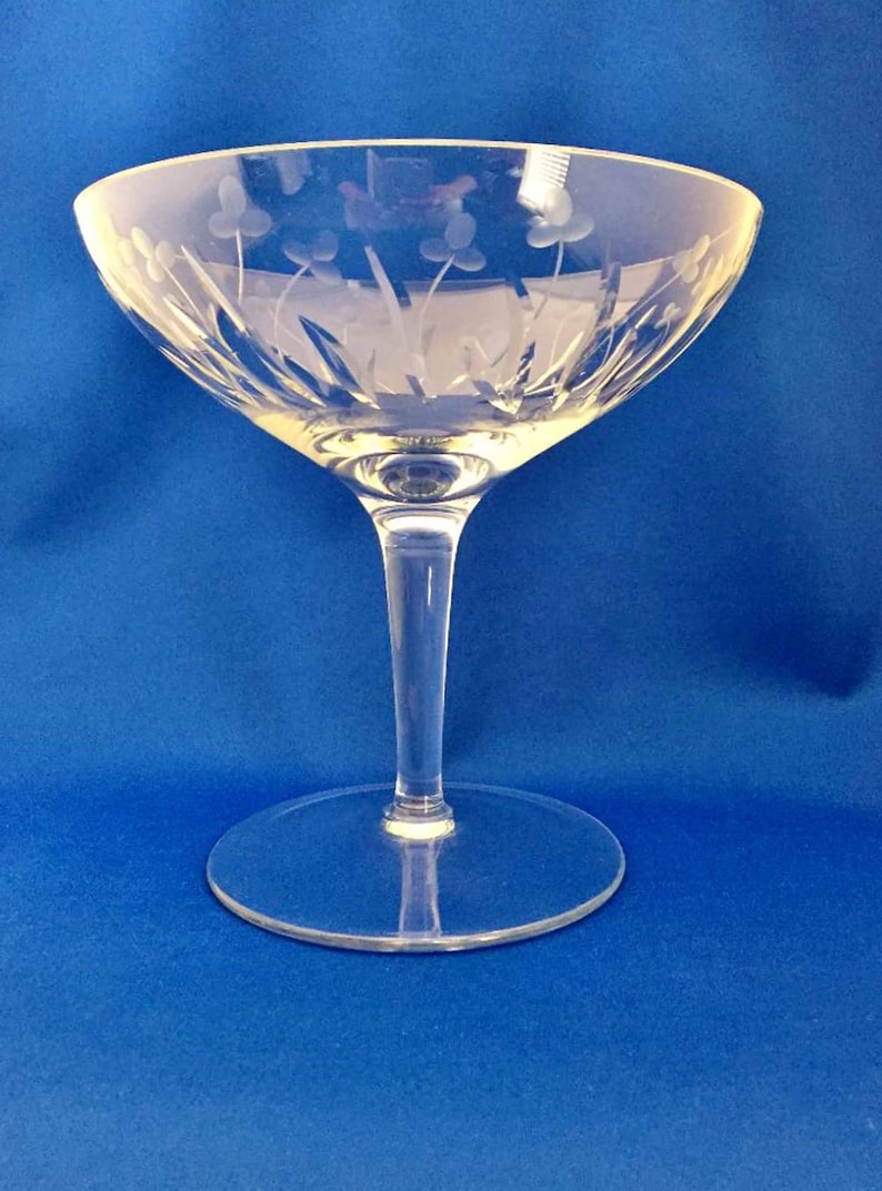 Etched Crystal Pedestal Compote Bowl Candy Dish Center Bowl Etsy