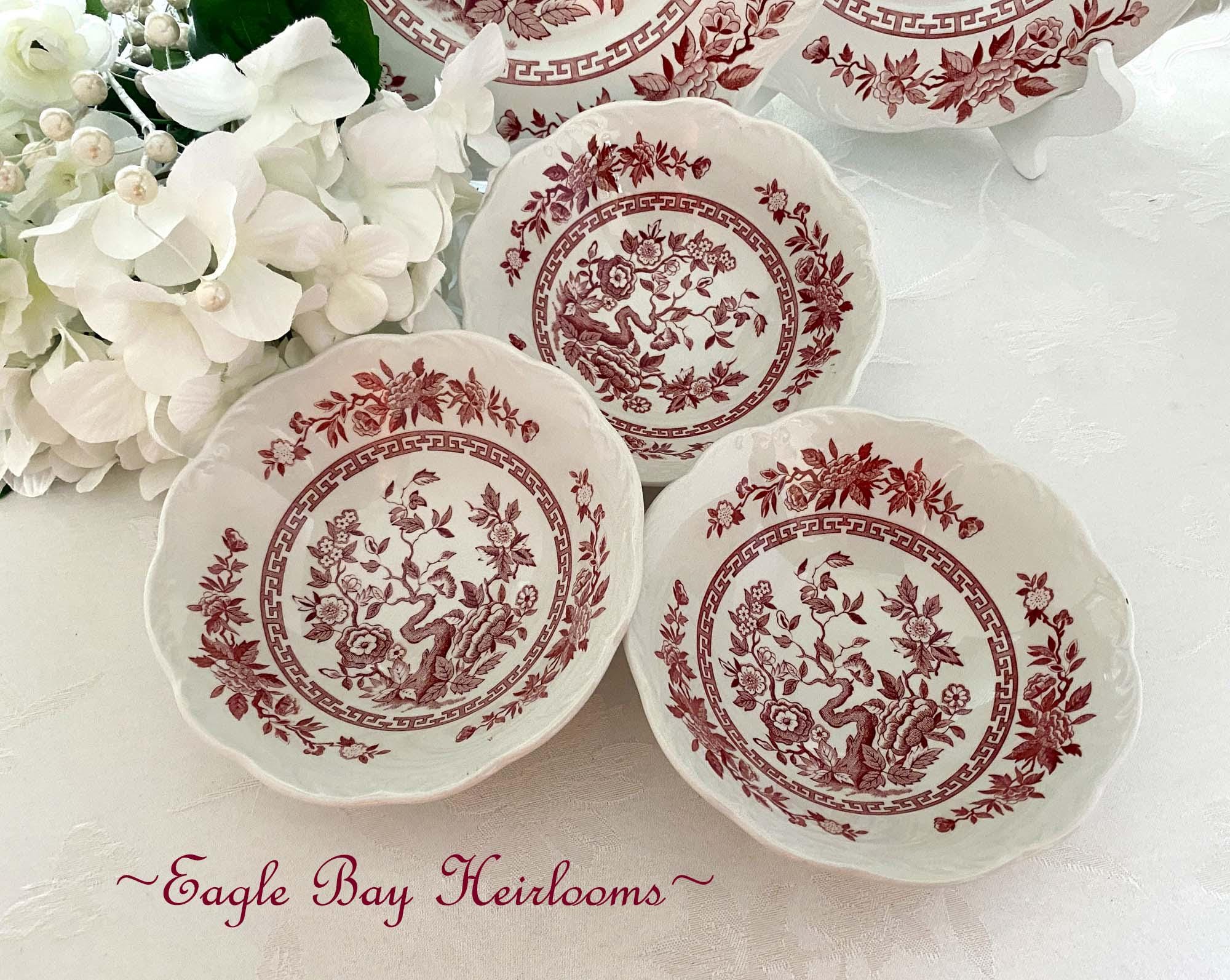 Set 3/coupe Soup/cereal BOWLS: J&G Meakin, England, INDIA Pattern, Pink ...