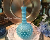 Victorian Hobbs Brockunier Opalescent Hobnail Barber Bottle Aqua with Stopper