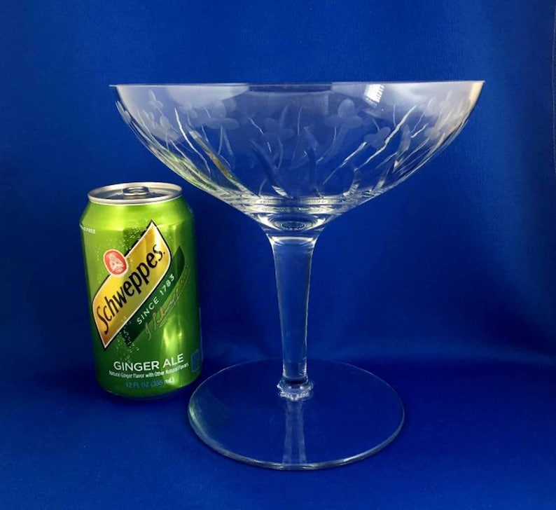 Etched Crystal Pedestal Compote Bowl Candy Dish Center Bowl Etsy