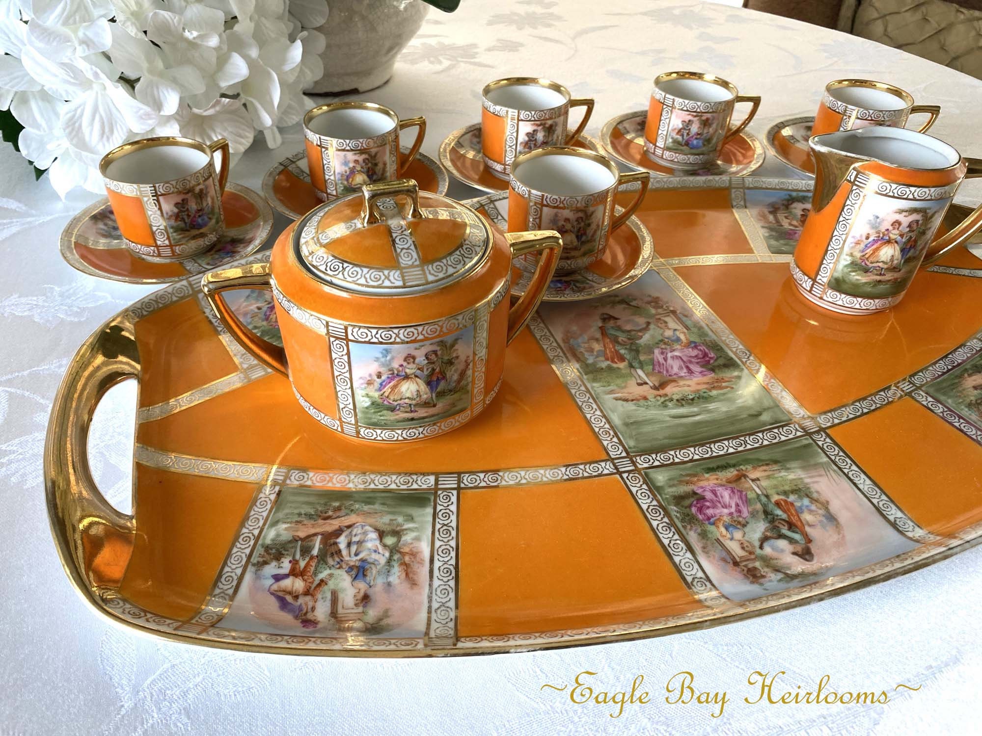 15 Pc TEASET: Demitasse/espresso -pirken Hammer, Czech, Porcelain