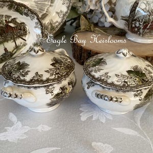 Johnson Bros. FRIENDLY Village, SUGAR BOWL & Lid, The Lily Pond, Choice Base Stamp, Discontinued Patterns