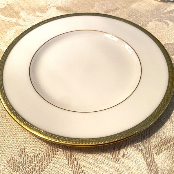 Salad/Dessert Plate, Lenox, Tuxedo, Presidential, Gold Encrusted, Cream, Gold Backstamp, 8.5" Dia. Replacement China