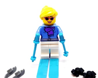 Female Skier Minifigure with Additional Ice & Roller Skates Made From LEGO Parts