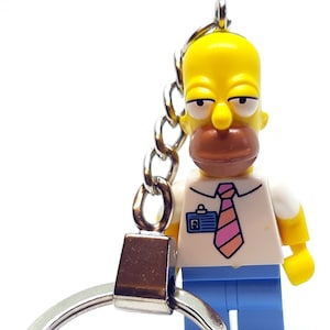 Homer Simpson Minifigure Keychain Keyring - made from LEGO Parts Custom