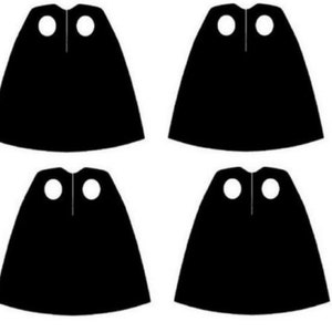Pack of 4 Capes Black For Minifigures,  Minifigs