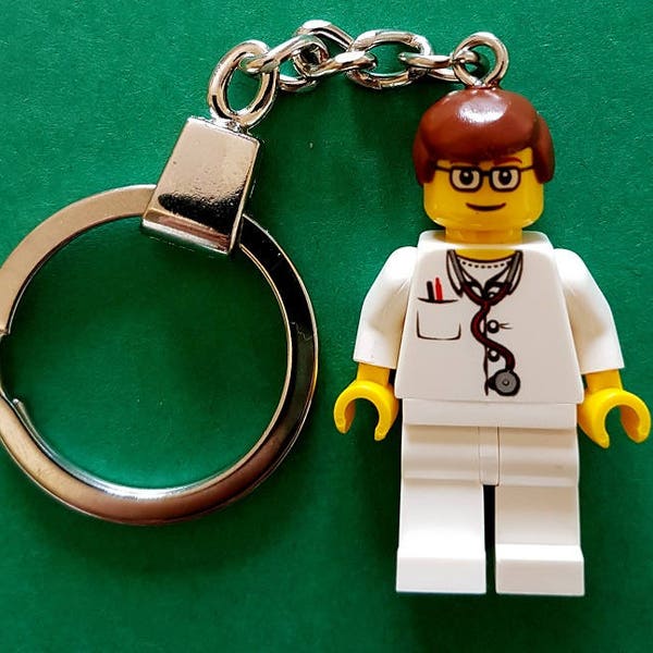 Male Nurse Doctor Minifigure Porte-clés - Fabriqué à la main à partir de pièces LEGO