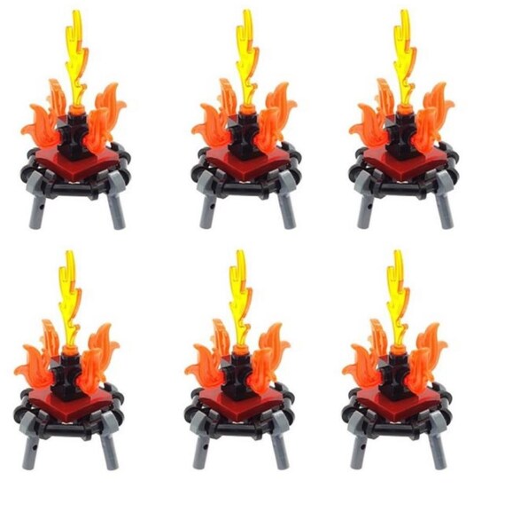 6 x Camp Fire Mini Builds for Minifigures Campfire Made From LEGO Parts
