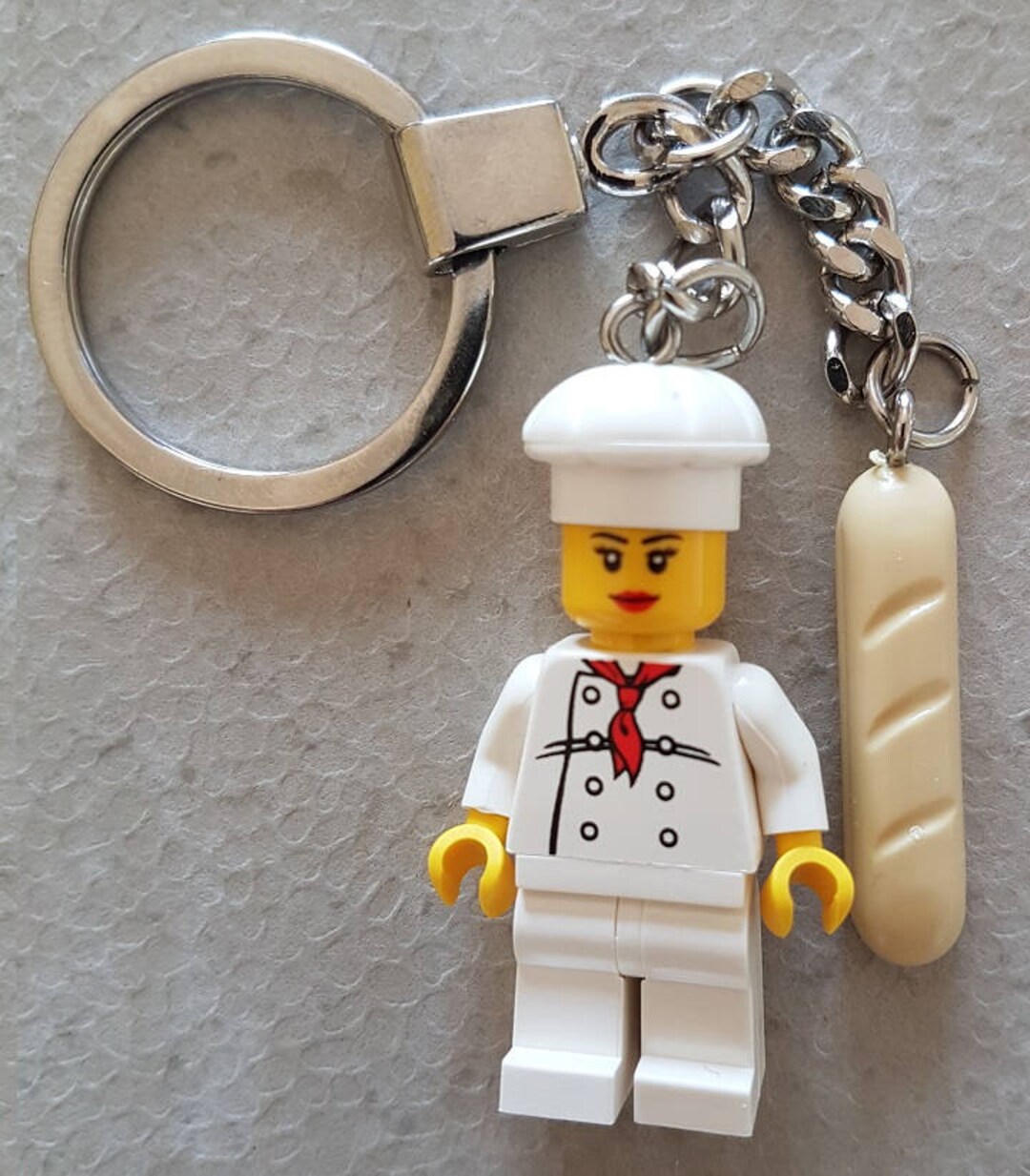 Female Chef Minifigure With Bread Loaf Keychain Handmade Made From LEGO Parts Etsy