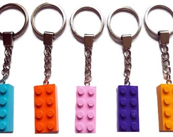CACUINA 10-Pack Colorful Brick Keychains - Metal Keyrings With Building Blocks For DIY, Gifts, Party Bags & Decor