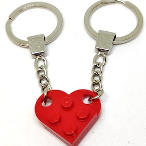 Red Love Heart Keychain Keyring Valentines Present Gift Birthday Made From LEGO Parts