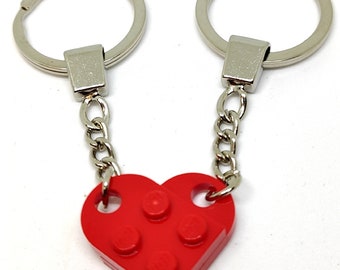 Red Love Heart Keychain Keyring Valentines Present Gift Birthday Made From LEGO Parts