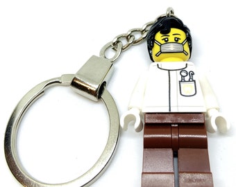 Male Dentist Minifigure Keychain - Fabriqué à la main à partir de pièces LEGO